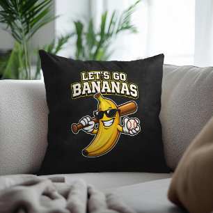 Låt oss gå bananas Retrobaseboll Banana Roligt Kudde