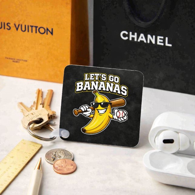 Låt oss gå bananas Retrobaseboll Banana Roligt Nyckelring (Skapare uppladdad)