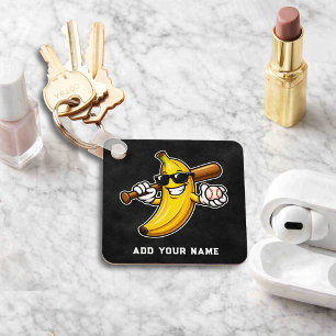 Låt oss gå bananas Retrobaseboll Banana Roligt Nyckelring