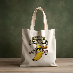 Låt oss gå bananas Retrobaseboll Banana Roligt Tygkasse