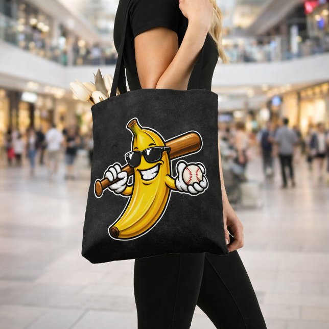 Låt oss gå bananas Retrobaseboll Banana Roligt Tygkasse (Skapare uppladdad)