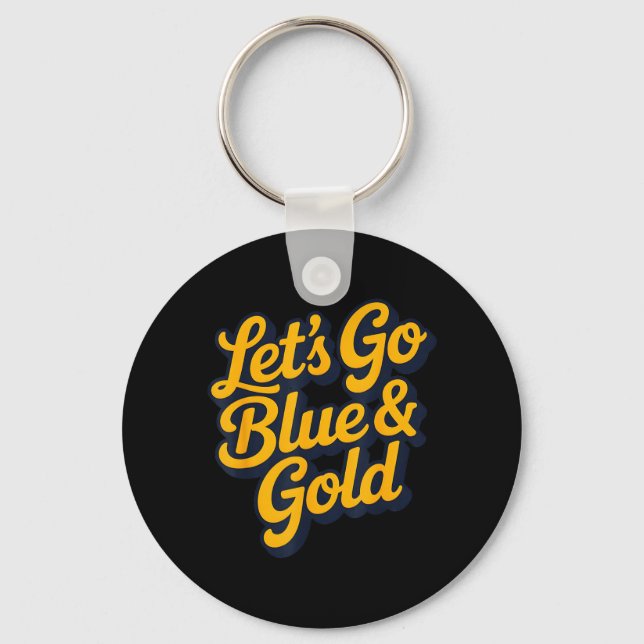 Låt oss gå Blue Gold Team Sommarläger Matchdag Mat Nyckelring (Framsida)