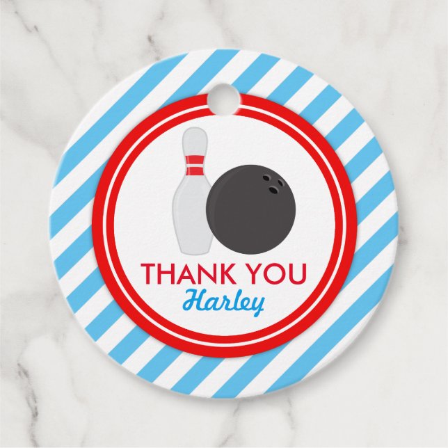 Låt oss gå Bowling Birthday Baby Shower Gåvor Etiketter (Framsida)