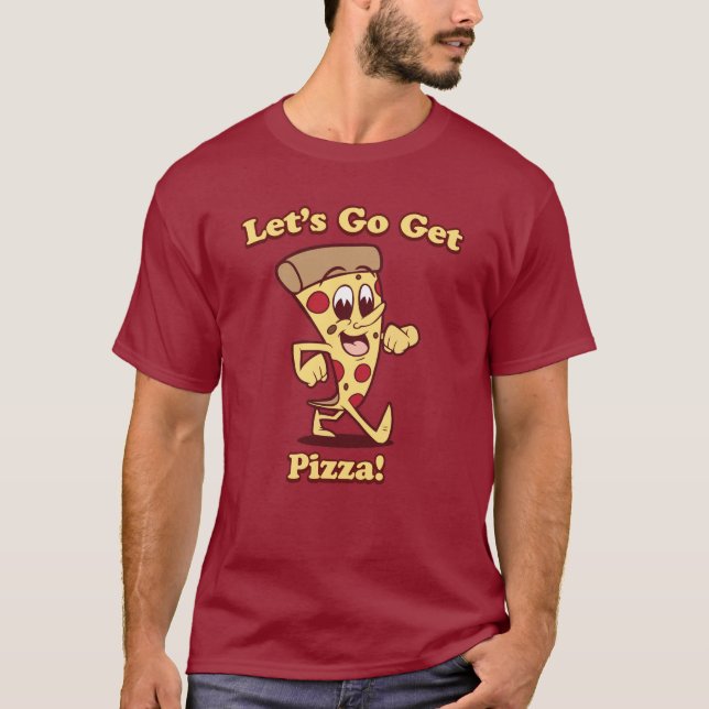 "Låt oss gå får Pizza!", Rolig Retro T Shirt (Framsida)