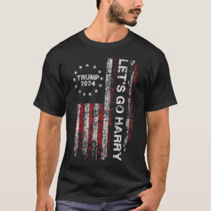 Låt oss gå Harry rolig Trump oss flagga vintage T Shirt