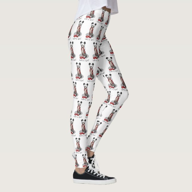 Låt oss gå! Kinesisk Crested Hund (hl blk wh 1) Leggings (Höger)