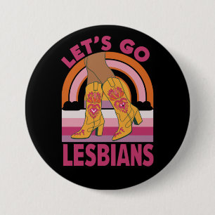 Låt oss gå lesbiska LGBTQ Pride Month Cowgirl Knapp