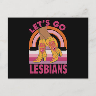 Låt oss gå lesbiska LGBTQ Pride Month Cowgirl Vykort