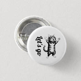 Låt Oss Gå Nyckfull Randig Tabby Katt Vit Pin Knapp