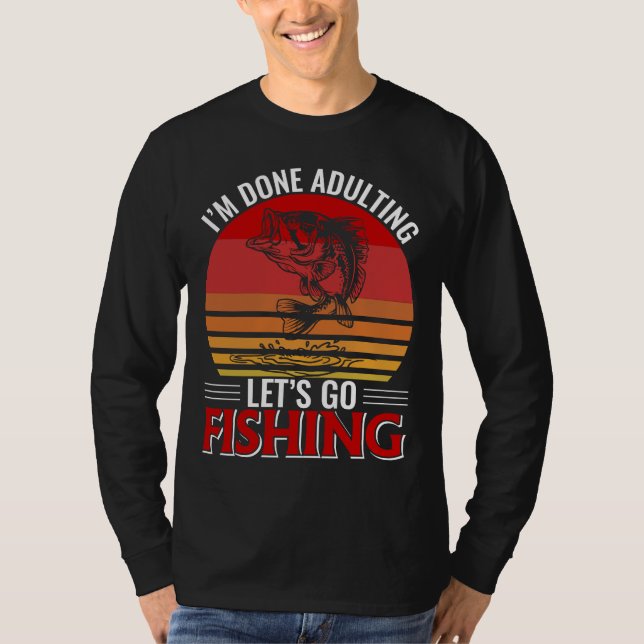 Låt oss gå och fiska i färdigt tal t shirt (Framsida)