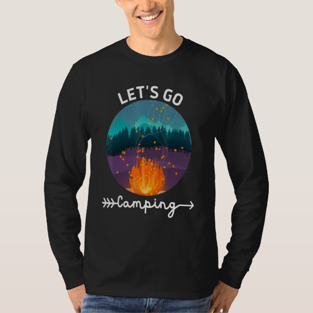 Låt oss gå på camping   Bål   Sommar   Vänner & fa T Shirt (Framsida)