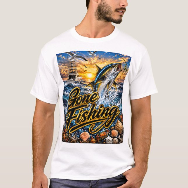 Låt oss gå på fisketur  t shirt (Framsida)
