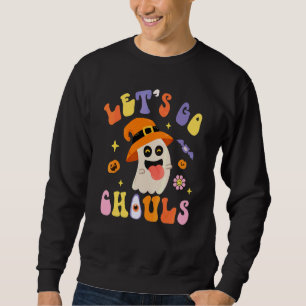 Låt oss gå spöken Boo Ghost Halloween Kuslig Groov Lång Ärmad Tröja