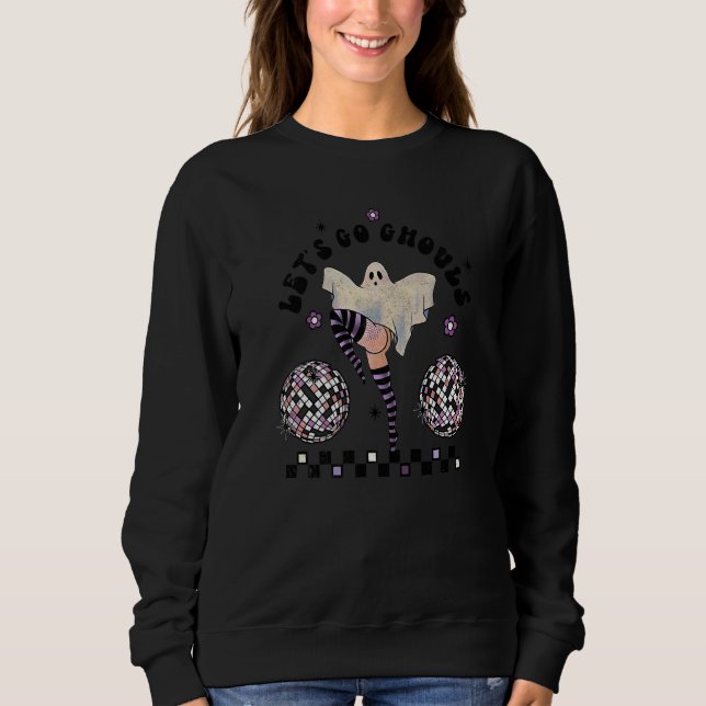 Låt oss gå spöken Dansa Ghost Disco Boll Halloween T Shirt (Framsida)