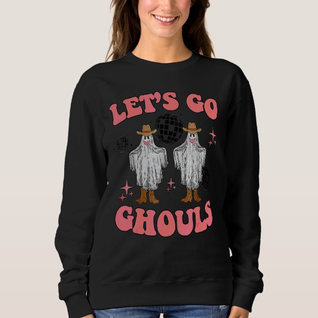 Låt oss gå spöken Disco Boll Spöke Kuslig Hallowee T Shirt (Framsida)