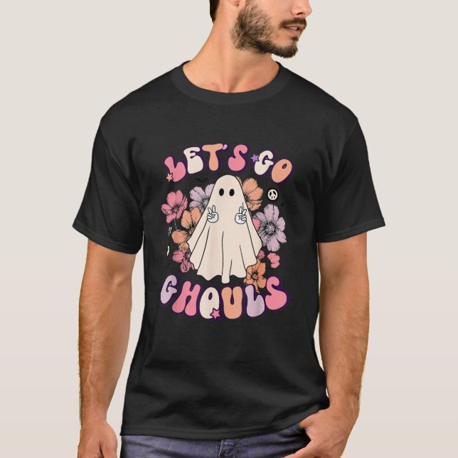 Låt oss gå spöken Retro Halloween Bachelorette Bru T Shirt (Framsida)
