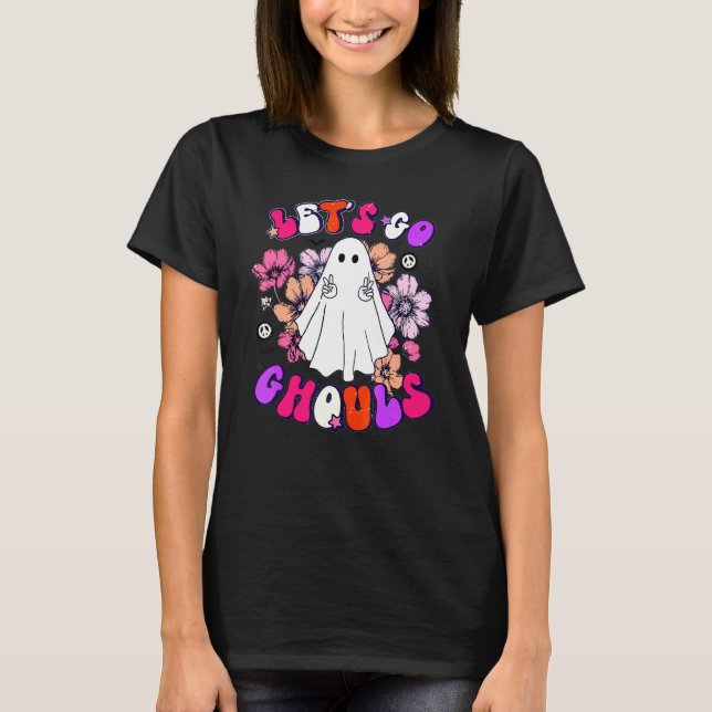 Låt oss gå spöken Retro Halloween Sängkläder Brud  T Shirt (Framsida)