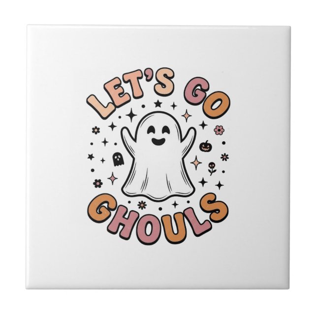 Låt oss gå spöken Söt Halloween-ghost  Kakelplatta (Framsidan)
