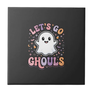 Låt oss gå spöken Söt Halloween-spöke Grafisk desi Kakelplatta