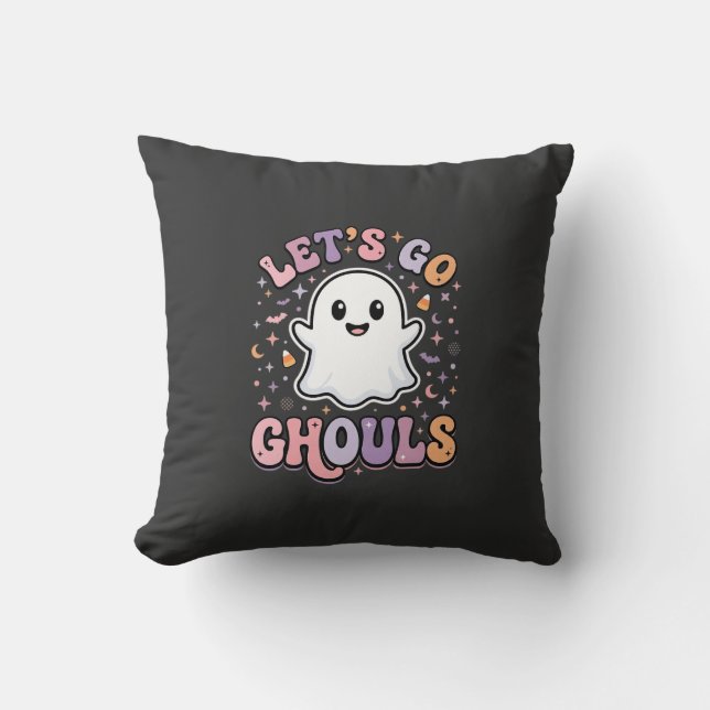 Låt oss gå spöken Söt Halloween-spöke Grafisk desi Kudde (Framsida)