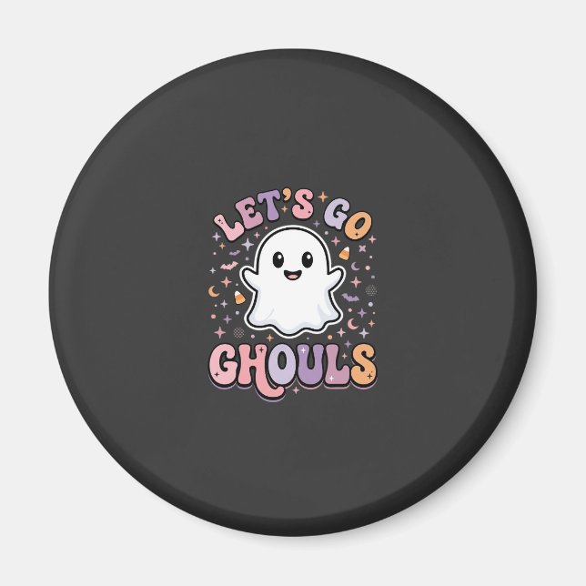 Låt oss gå spöken Söt Halloween-spöke Grafisk desi Magnet (Framsidan)