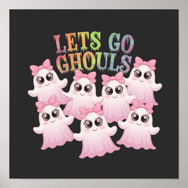 Låt oss gå spöken - Söt och rolig Halloween-design Poster (Framsidan)