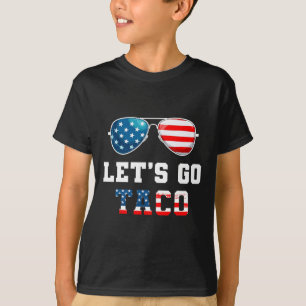 Låt oss gå Taco Roligt 2025 Röd Vit Och Blå Solgla T Shirt