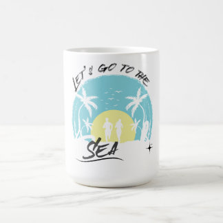 Låt oss gå till havet - Retro Tropical Beach Runni Kaffemugg