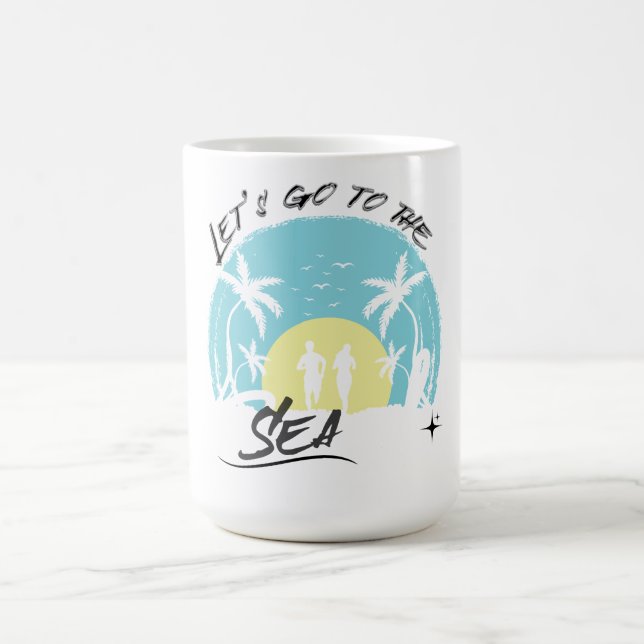 Låt oss gå till havet - Retro Tropical Beach Runni Kaffemugg (Center)