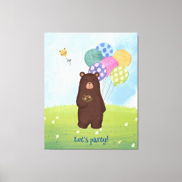 Låt oss gå till Party Bear Canvastryck