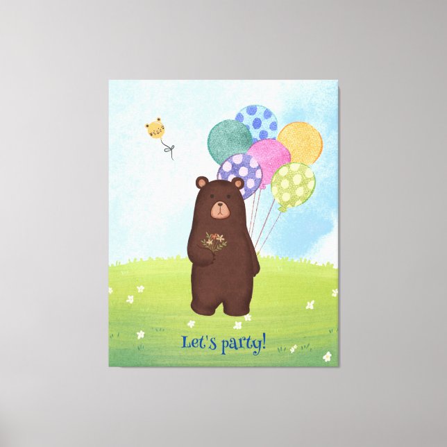 Låt oss gå till Party Bear Canvastryck (Framsida)