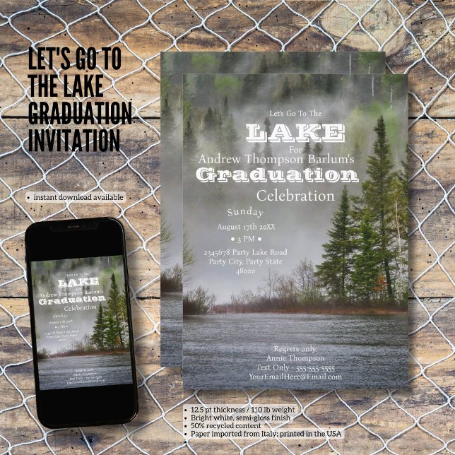 Låt oss gå till Sjö Studenten Inbjudningar (Let's Go To The Lake Graduation Invitation)