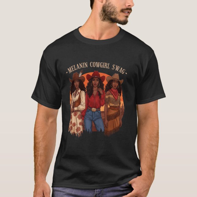 Låt Oss Gå Tjejer Retro Western Country Melanin Co T Shirt (Framsida)