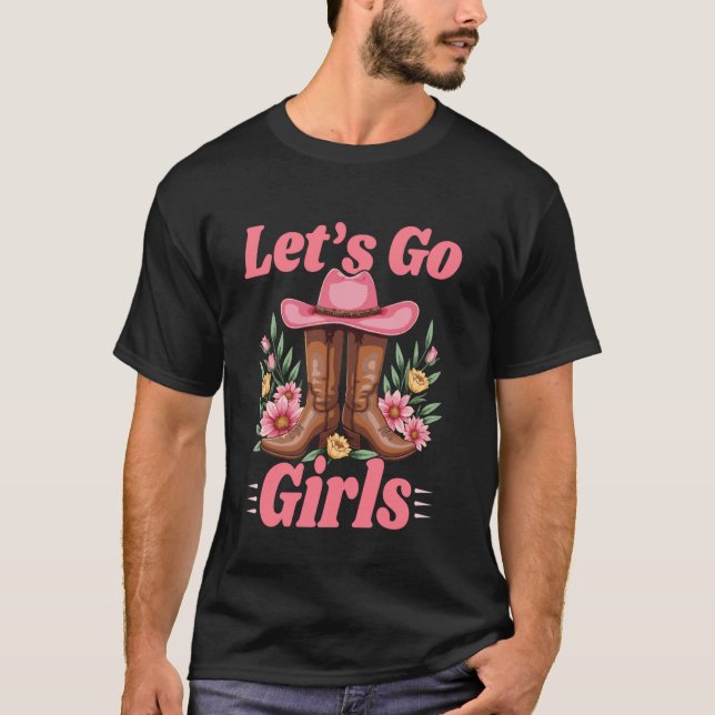 Låt Oss Gå Tjejer T-shirts Retro Rodeo Western Kär (Framsida)