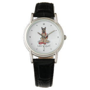 Låt oss gå! Tysk schäferhund (svart tan) Armbandsur