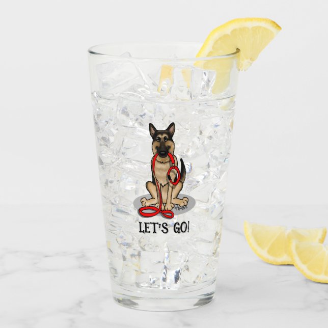 Låt oss gå! Tysk Schäferhund (svart tan) Glaskopp (Bakside Is)