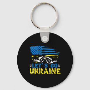 Låt oss gå ukrainska flaggan amerikanska Ukraina V Nyckelring