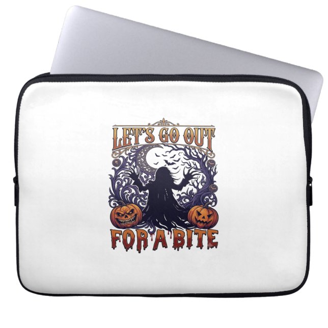 Låt Oss Gå Ut Bita Spöken Pumpa Fladdermöss Måne Laptop Fodral (Framsidan)