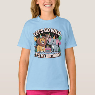 Låt oss gå Vild Jungle Safari Animal Birthday Kids T Shirt