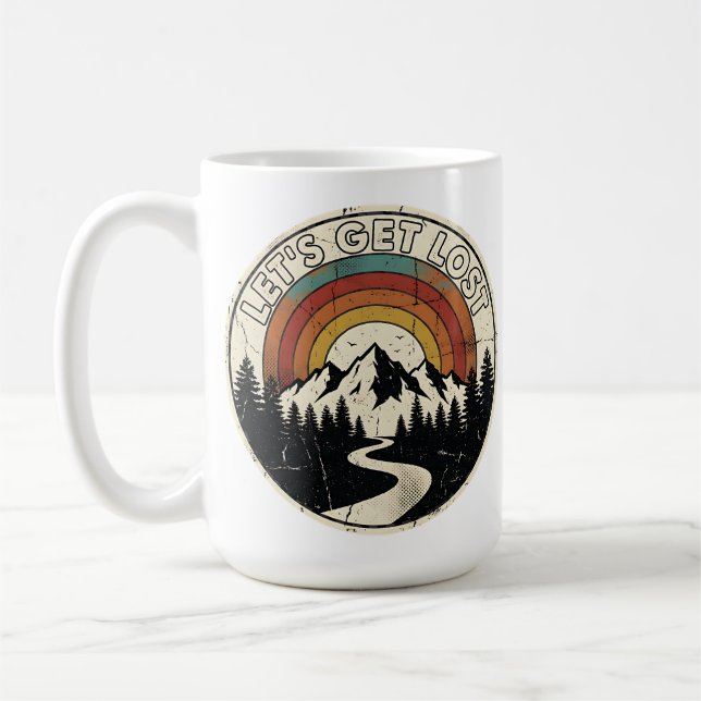 Låt oss gå vilse Retro Bergs Äventyr Utomhus Kaffemugg (Vänster)