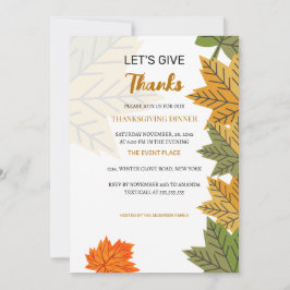 Låt oss Ge Höst löv Thanksgiving Dinne Inbjudningar