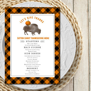 Låt oss Ge tack Buffalo Play Bison Thanksgiving Meny