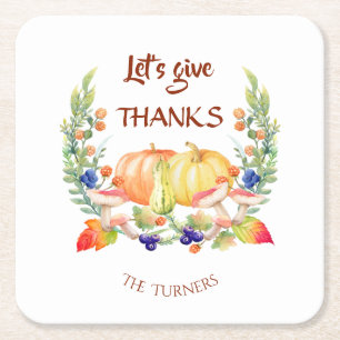 Låt oss Ge Tack för Thanksgivingen Fall WANDERPump Underlägg Papper Kvadrat