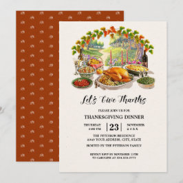 Låt oss Ge tack. Thanksgiving Middag Inbjudningar