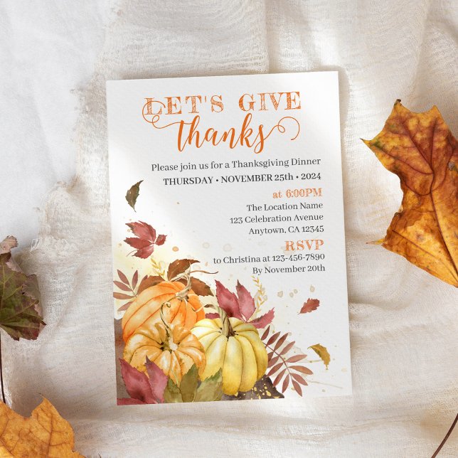 Låt oss ge tack, Thanksgiving middag Inbjudningar (Skapare uppladdad)