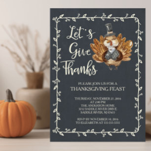 Låt oss Ge Tack Turkiet Thanksgiving Middag Inbjudningar