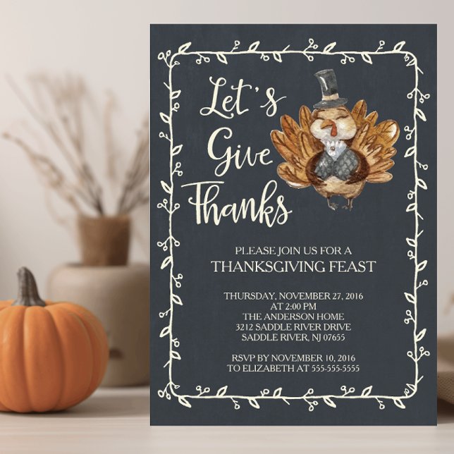 Låt oss Ge Tack Turkiet Thanksgiving Middag Inbjudningar (Skapare uppladdad)