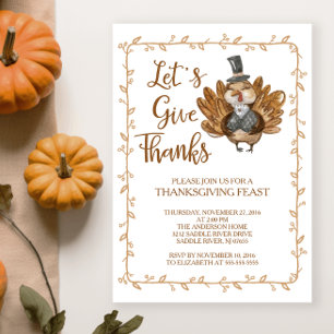 Låt oss Ge Tack Turkiet Thanksgiving Party Inbjudningar