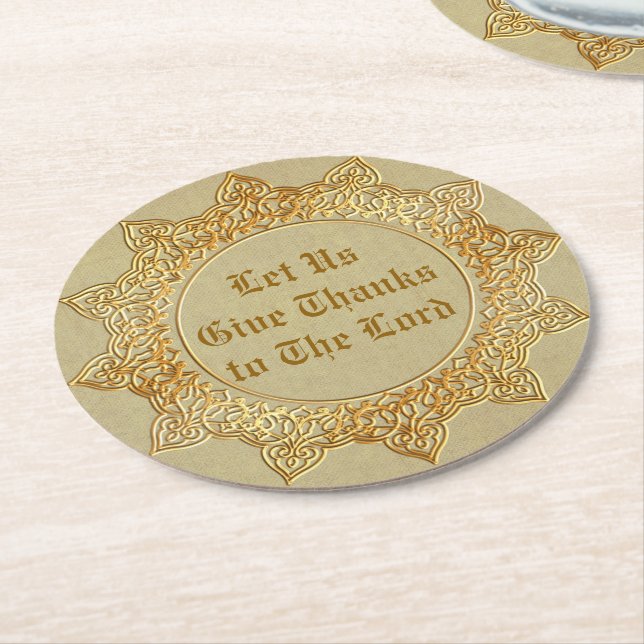 Låt oss Ge tacka Herren - Underlägg Papper Rund (Vinklad)
