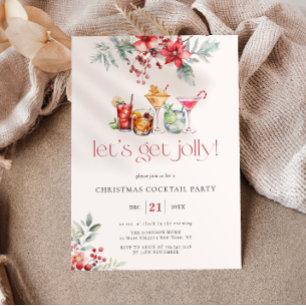 Låt oss Get Jolly Cocktail Helgdag Poinsettia Inbjudningar